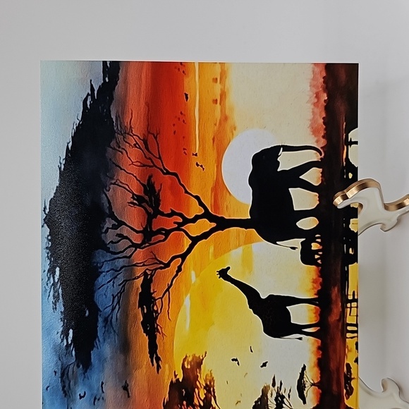 4x6 African Safari Watercolor Oil Painting Print Sunset Landscape Majestic - Picture 4 of 5